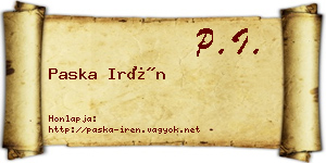 Paska Irén névjegykártya