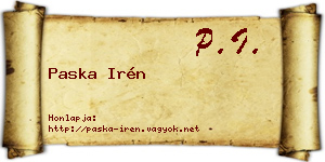 Paska Irén névjegykártya